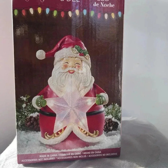 Santa Claus Holding Christmas Star LED Night Light Battery Operated Timer New - Picture 1 of 9